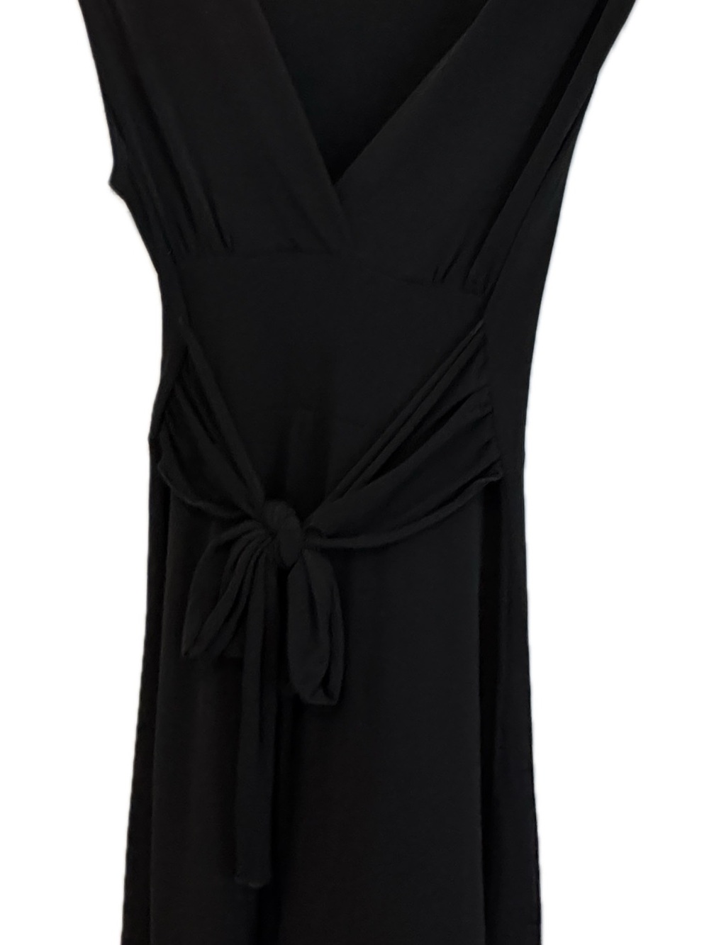 Elegant Black V-Neck Tie-Waist Maxi Dress